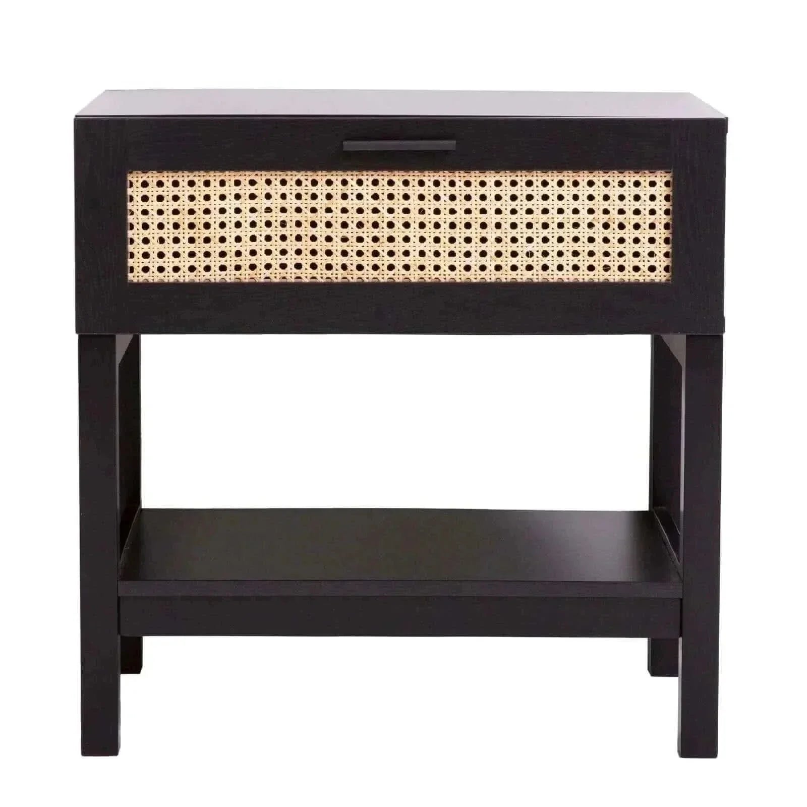 Casa Decor Tulum Rattan Bedside Table Nightstand - Black