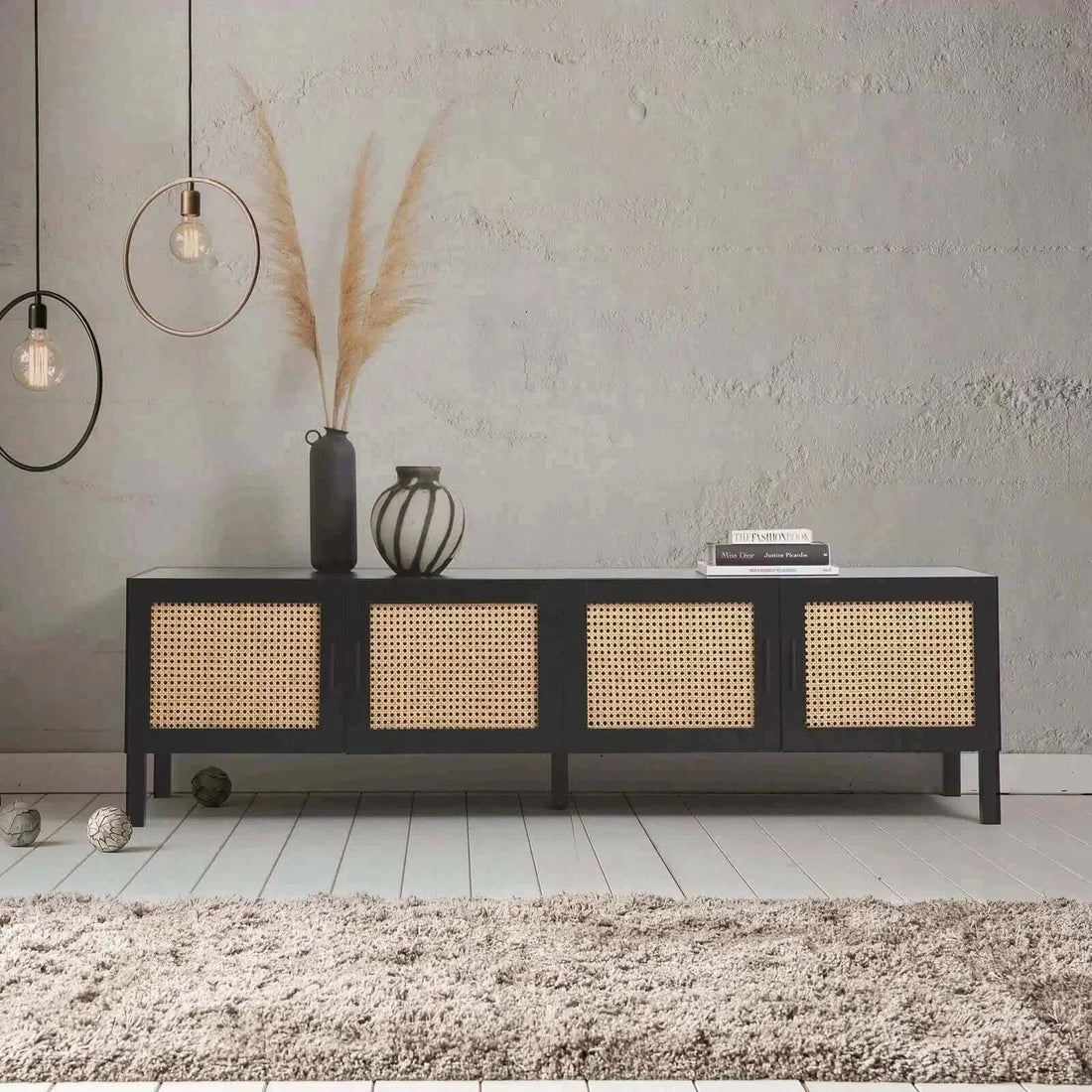 Casa Decor Tulum Rattan Entertainment Unit - Black