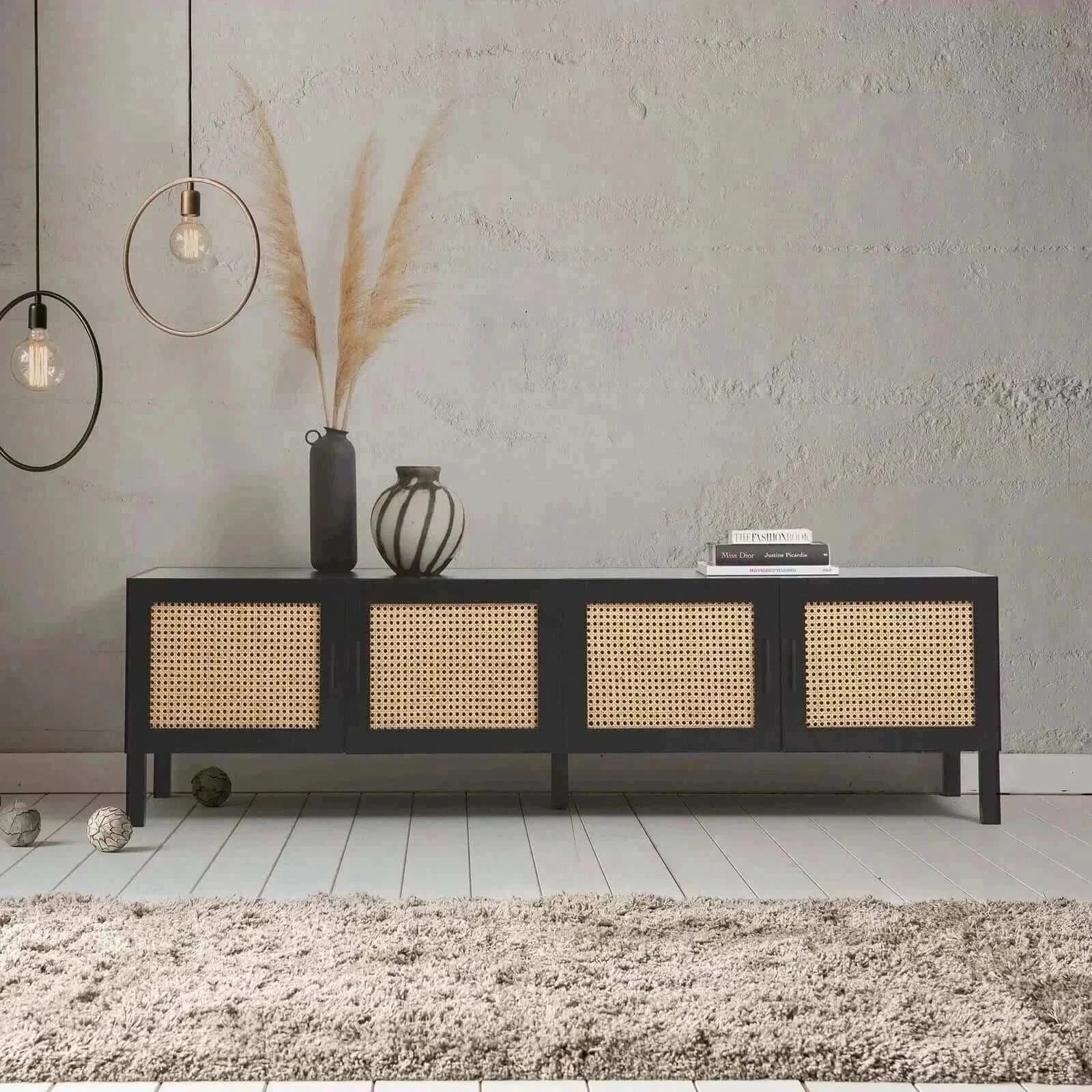Casa Decor Tulum Rattan Entertainment Unit - Black