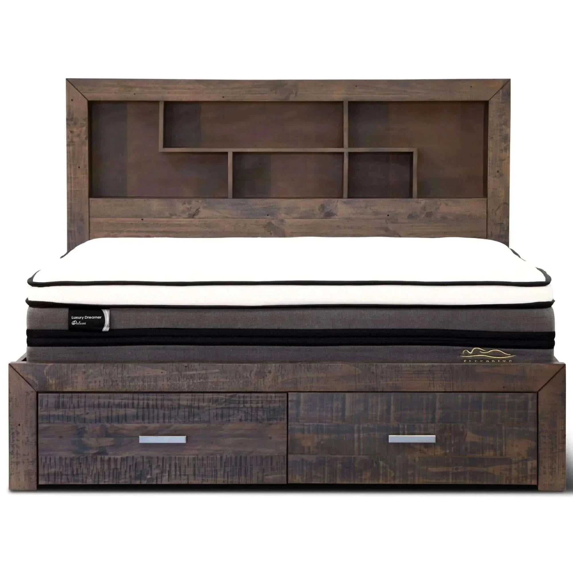 Catmint Bed Frame King Size Timber Mattress Base With Storage Drawers 