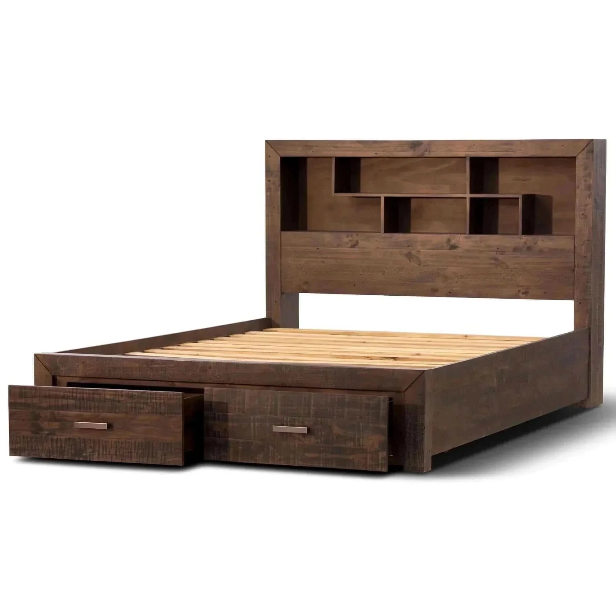 Catmint Bed Frame Queen Size Mattress Base With Storage Drawers Grey S