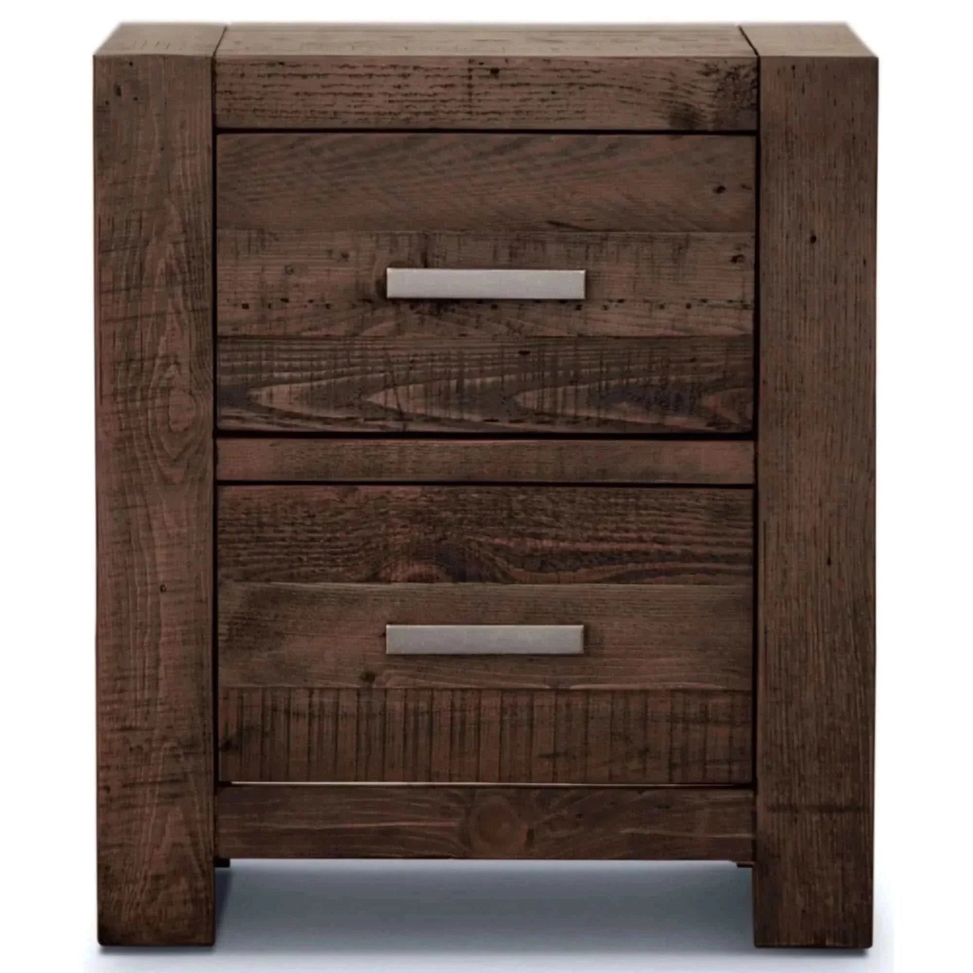Catmint Set of 2 Bedside Tables 2 Drawers Storage Cabinet Pine Wood Gr