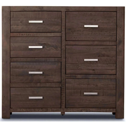 Catmint Tallboy 7 Chest of Drawers Storage Cabinet - Dark Brown