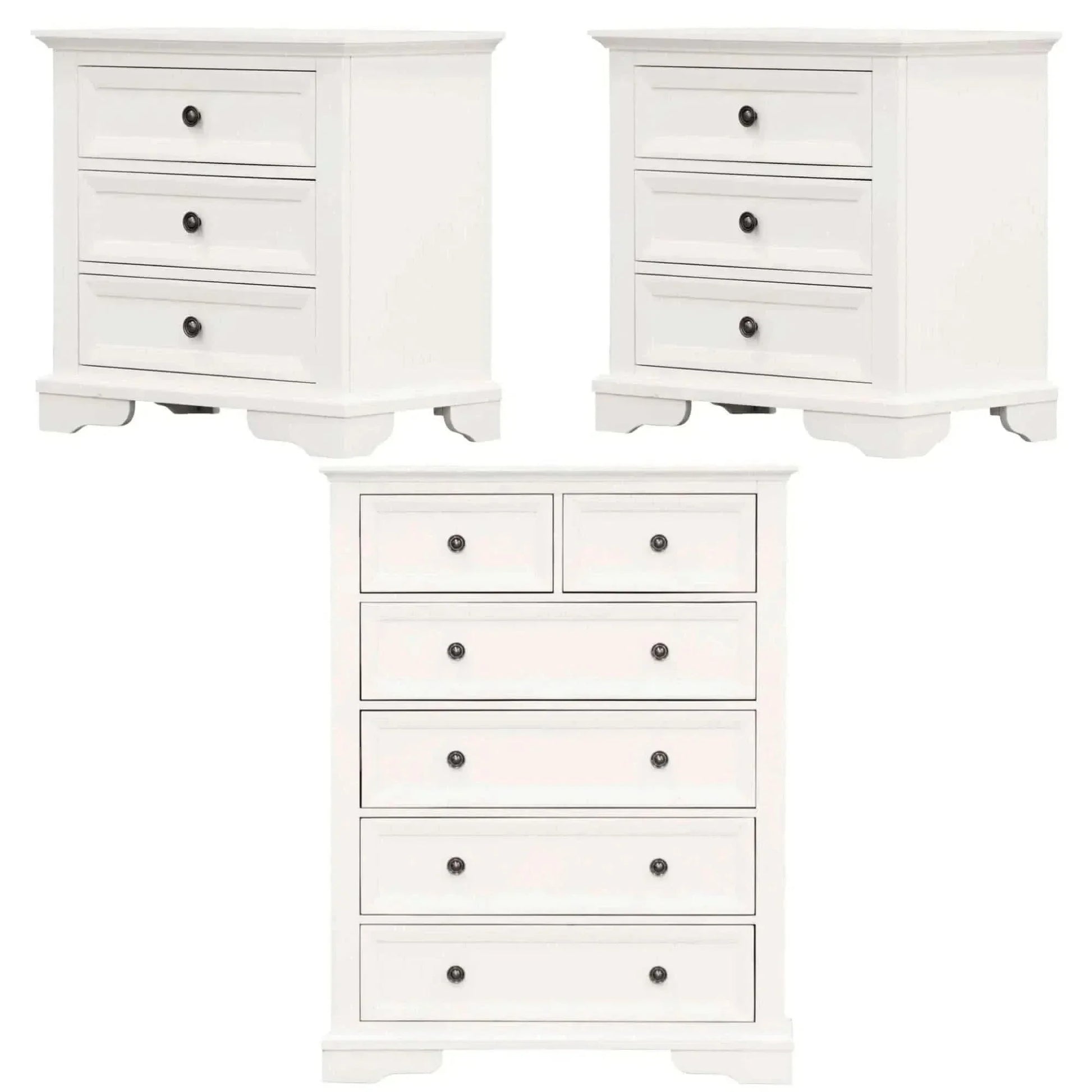 Celosia 2pc Bedside Tallboy 3pc Bedroom Set Nightstand Storage Cabinet