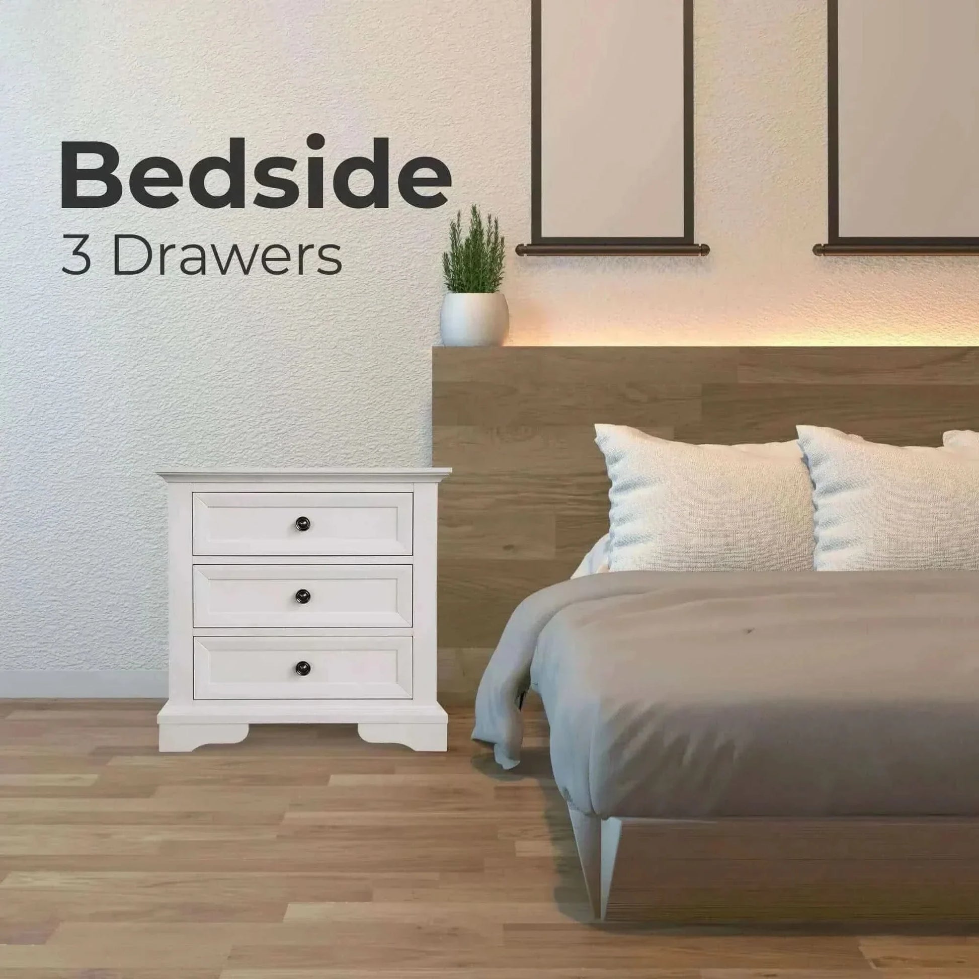 Celosia 2pc Bedside Tallboy 3pc Bedroom Set Nightstand Storage Cabinet