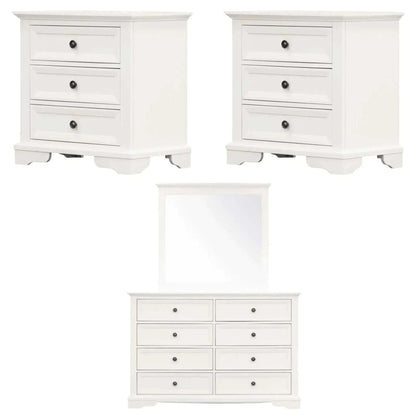 Celosia 4pc Bedside Dresser Mirror Bedroom Chest of Drawers Set Cabine