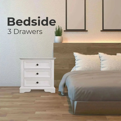 Celosia 4pc Bedside Dresser Mirror Bedroom Chest of Drawers Set Cabine