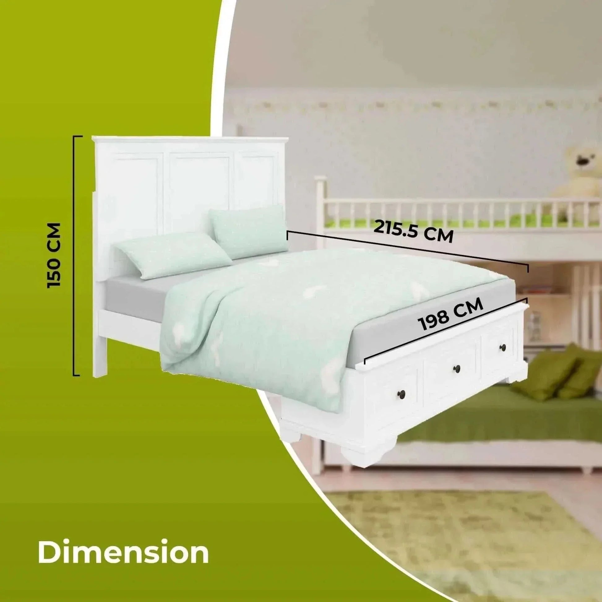 Celosia 4pc King Bed Frame Bedroom Suite Timber Bedside Tallboy Packag