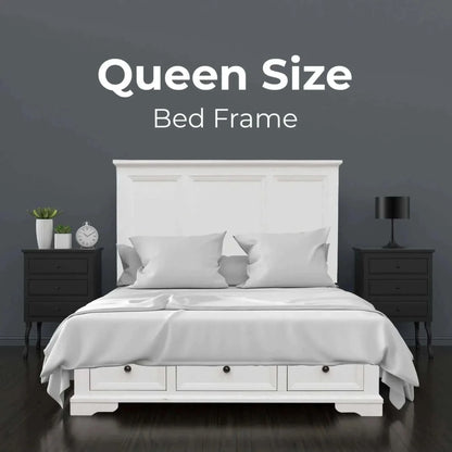 Celosia 4pc Queen Bed Frame Bedroom Suite Timber Bedside Tallboy Packa