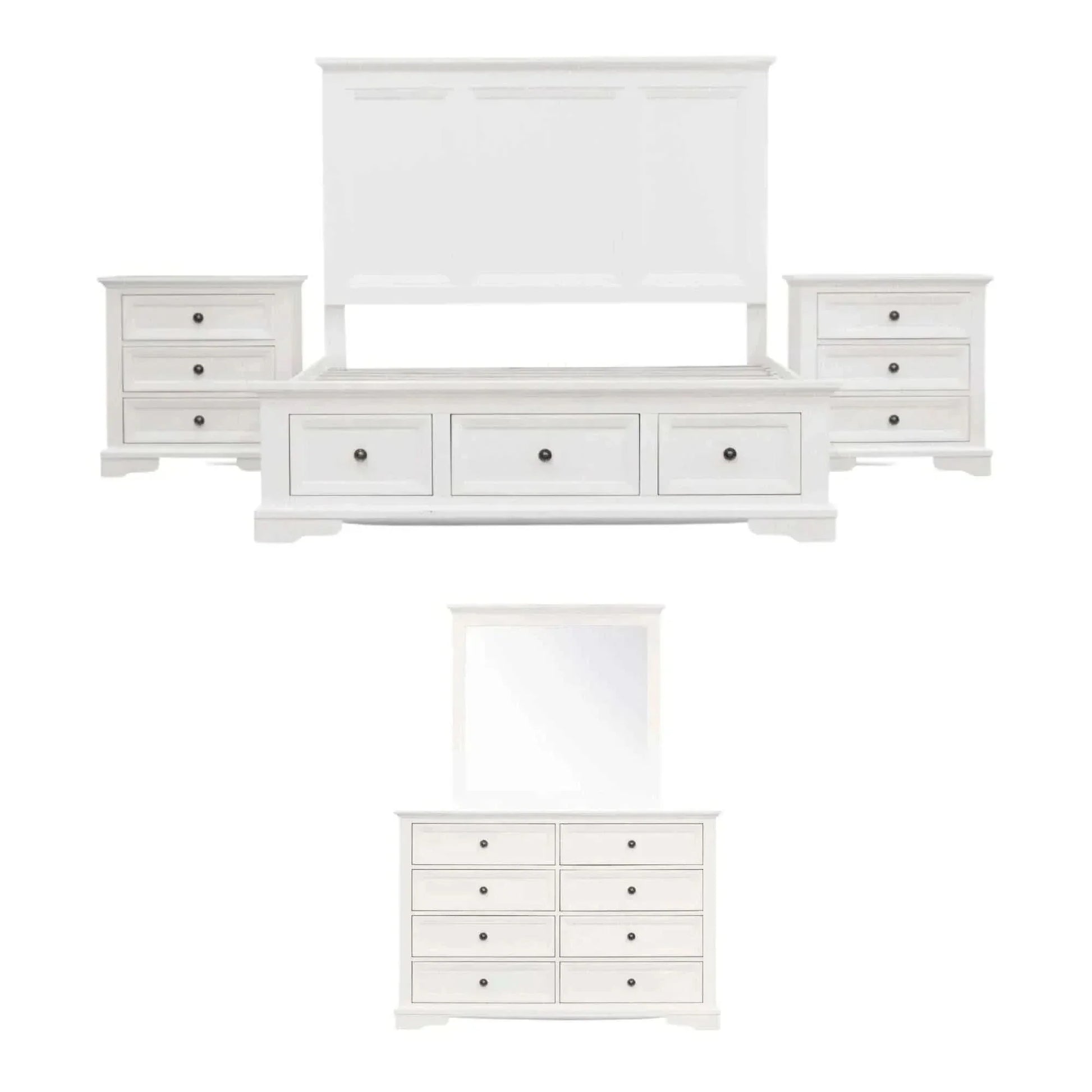 Celosia 5pc King Bed And Bedroom Furniture White