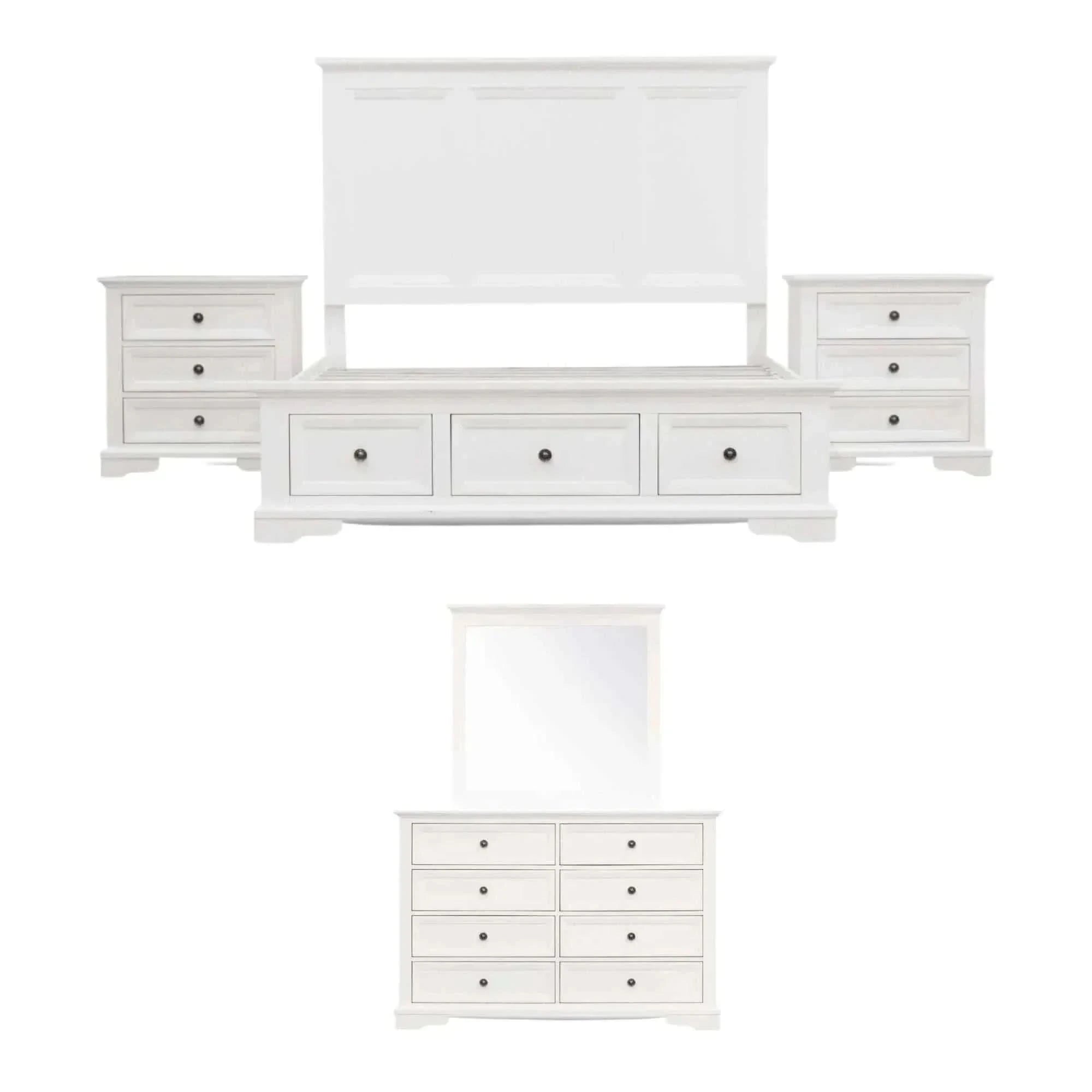 Celosia 5pc King Bed And Bedroom Furniture - White