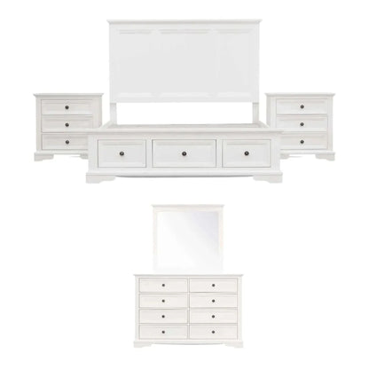 Celosia 5pc King Bed And Bedroom Furniture - White