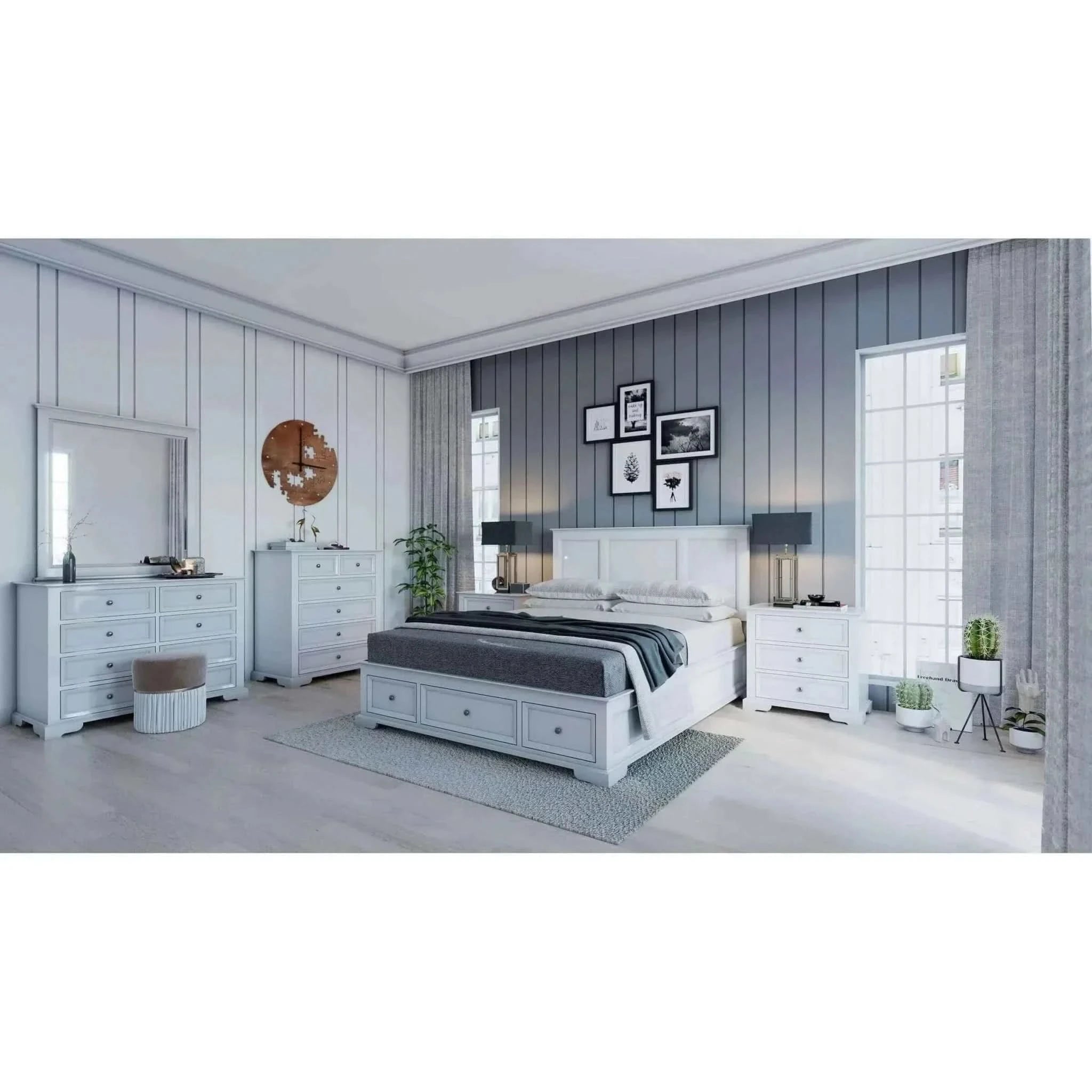 Celosia 5pc King Bed And Bedroom Furniture - White