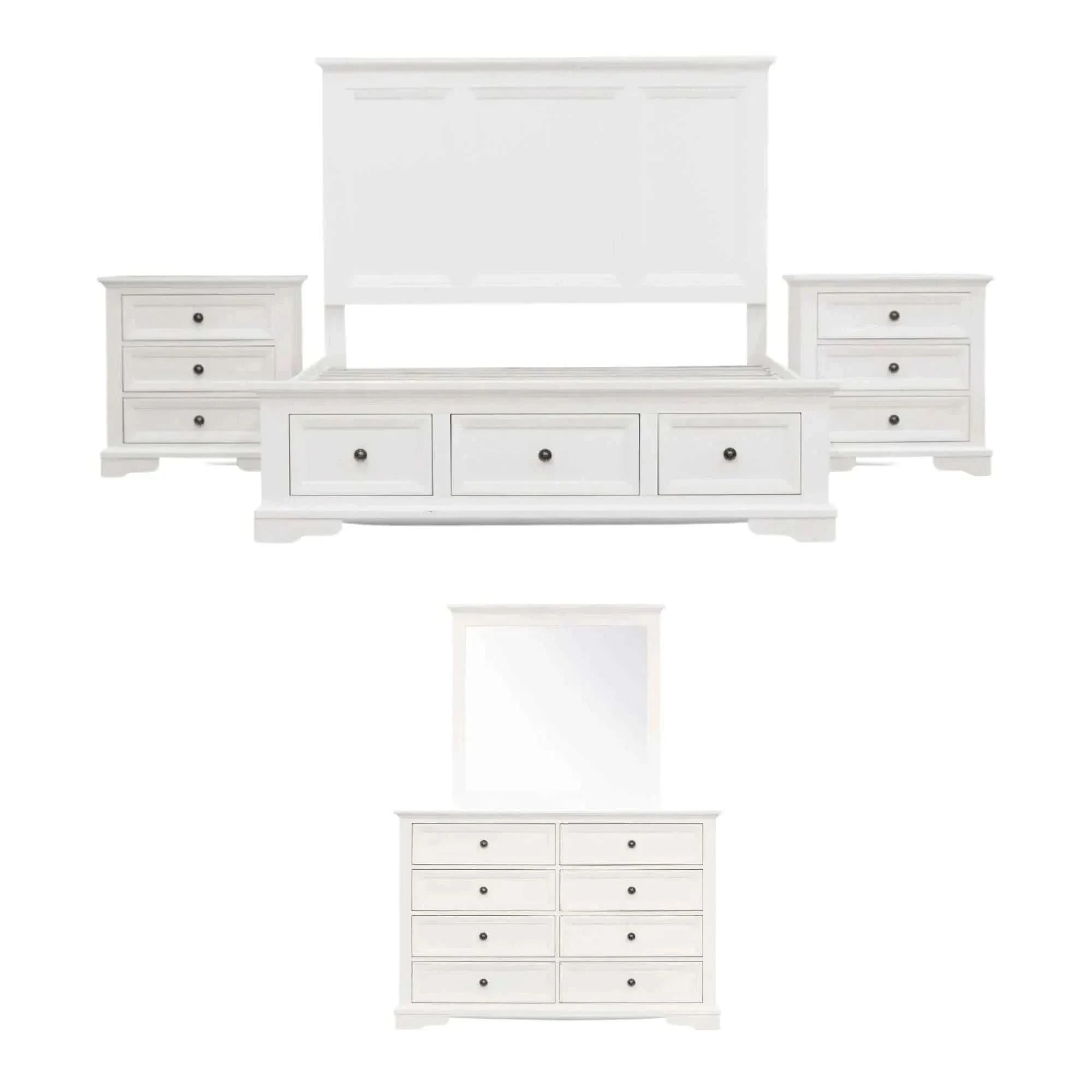 Celosia 5pc Queen Bed And Bedroom Furniture - White
