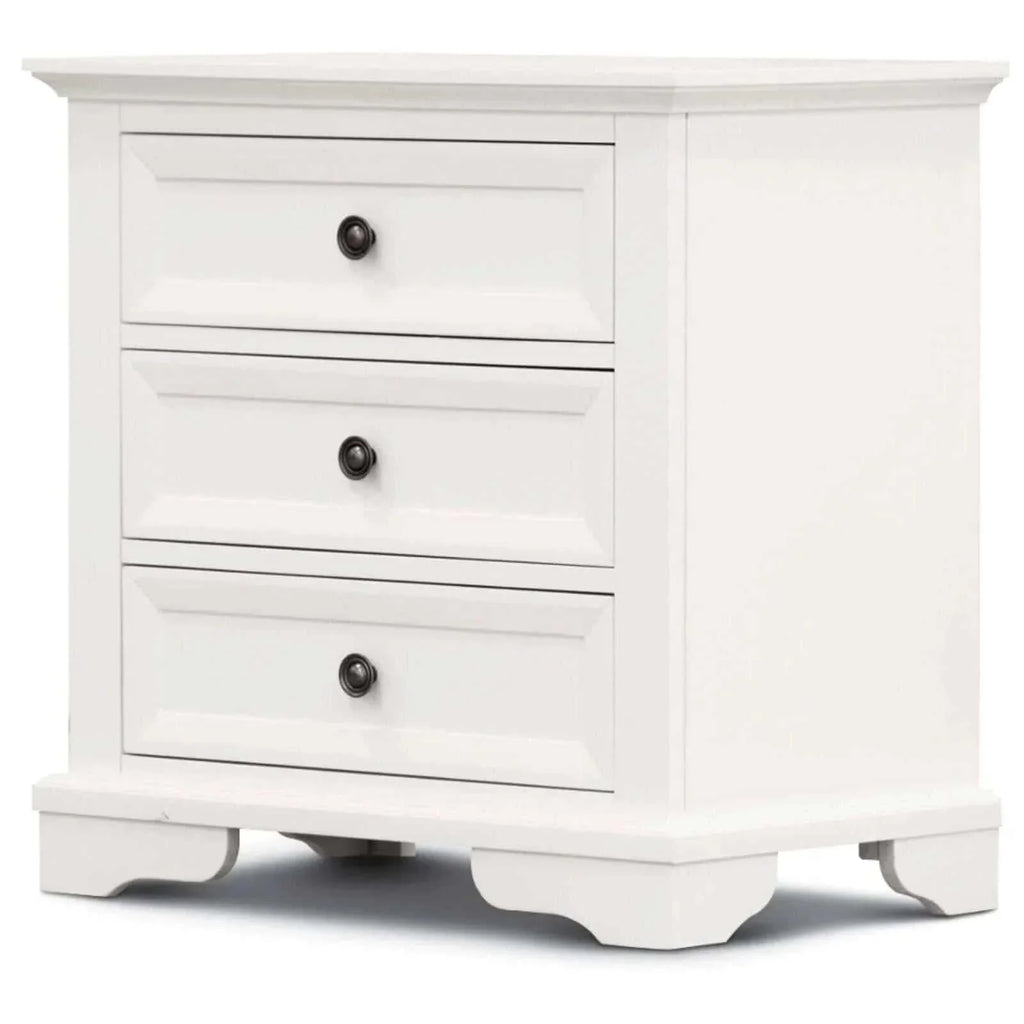 white 3 drawer bedside table-Upinteriors