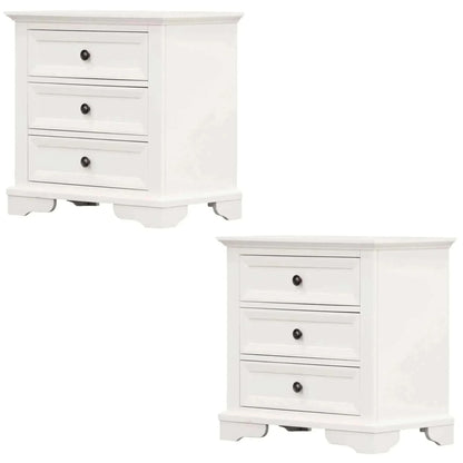 Celosia Bedside Table Set of 2pcs - 3 Drawers Storage Cabinet Nightsta