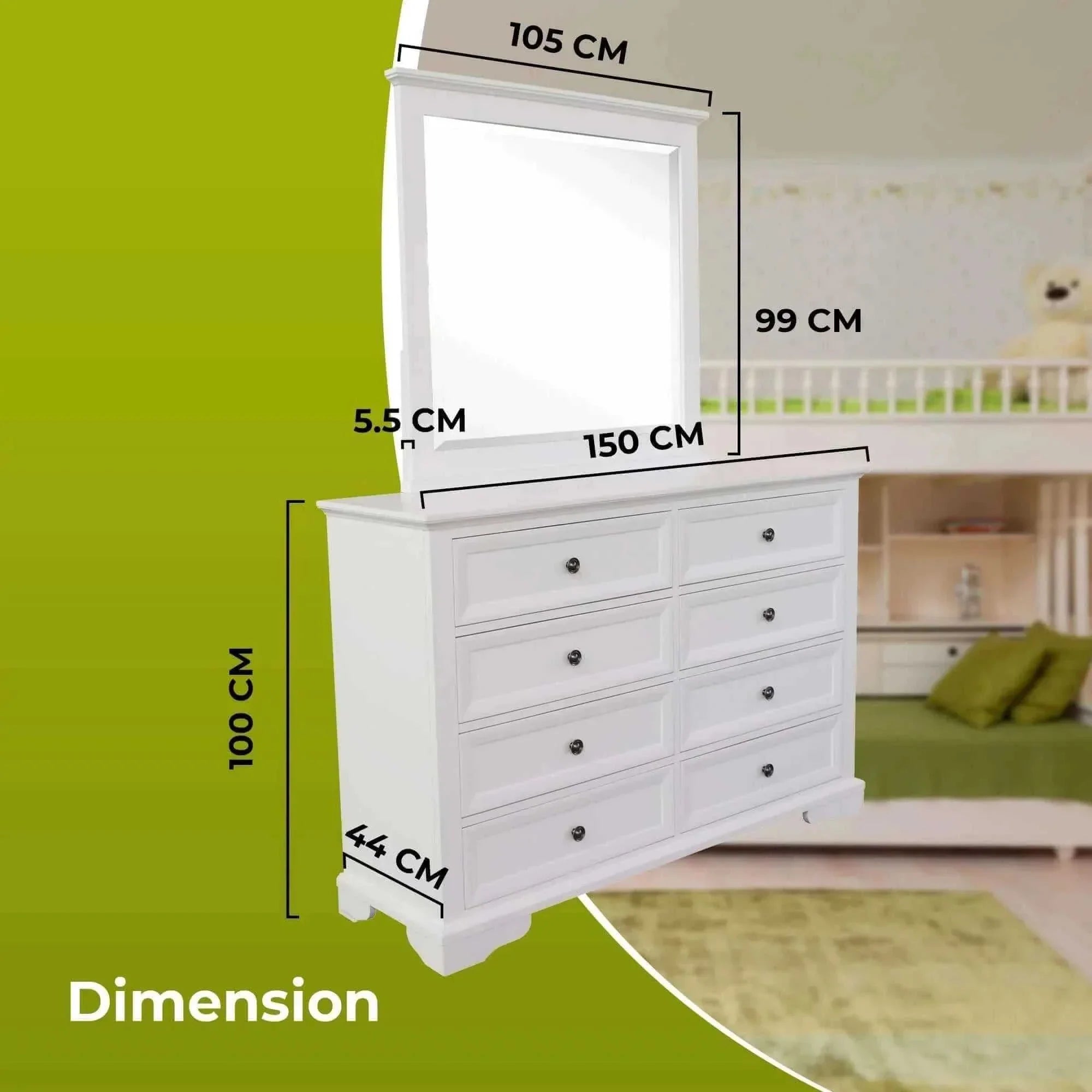 white dresser with mirror