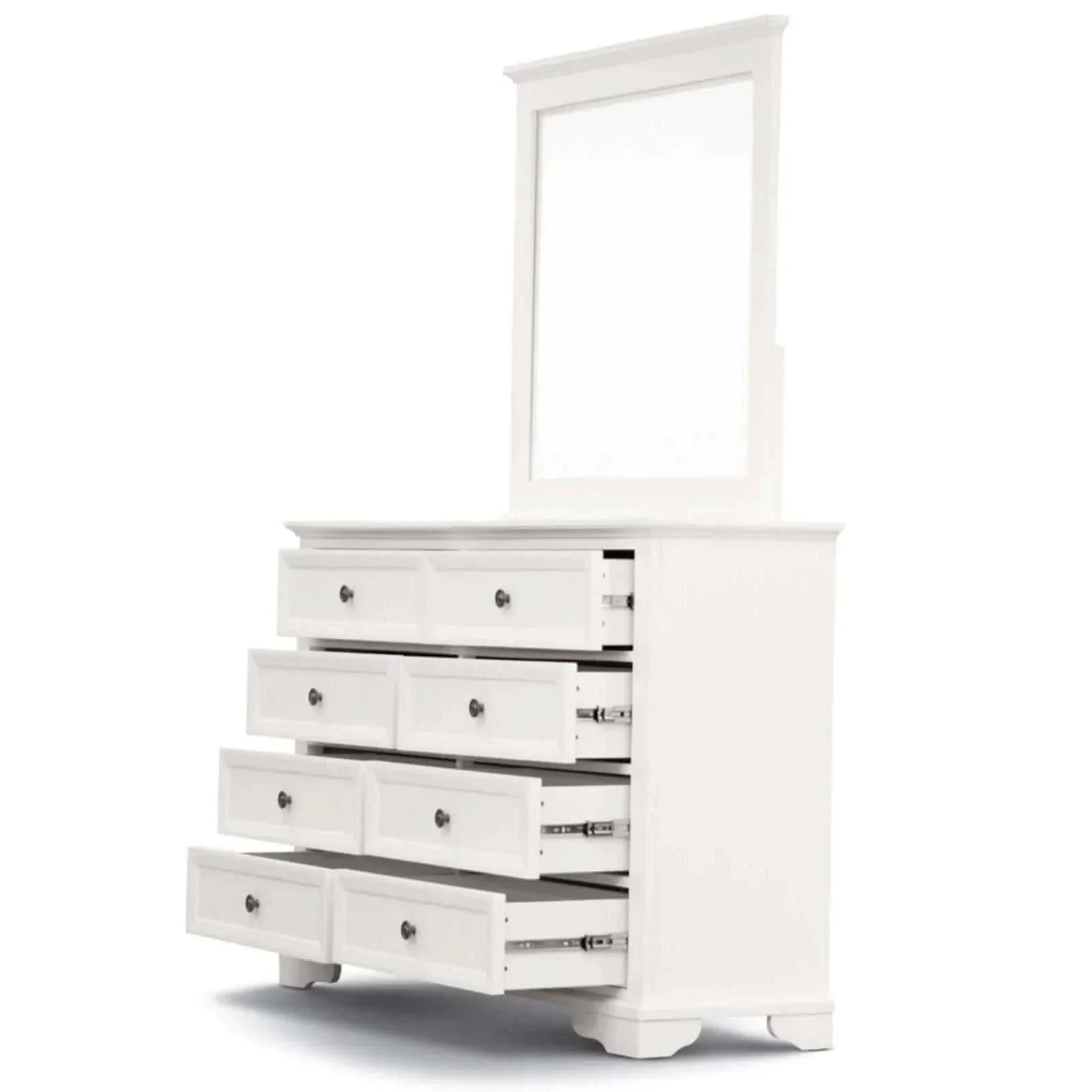 white dresser with mirror