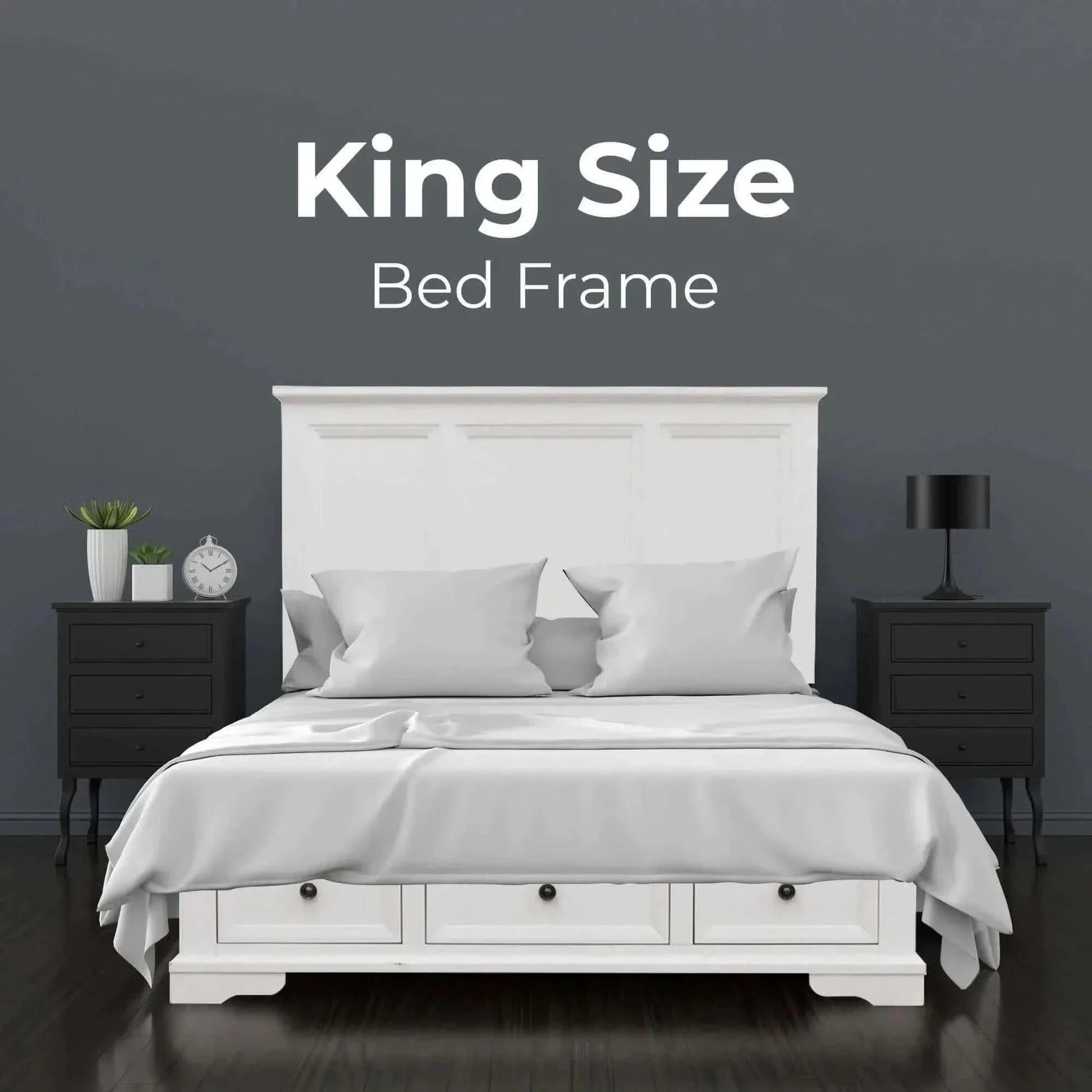 Celosia King Size Bed Frame With Storage Drawers - White