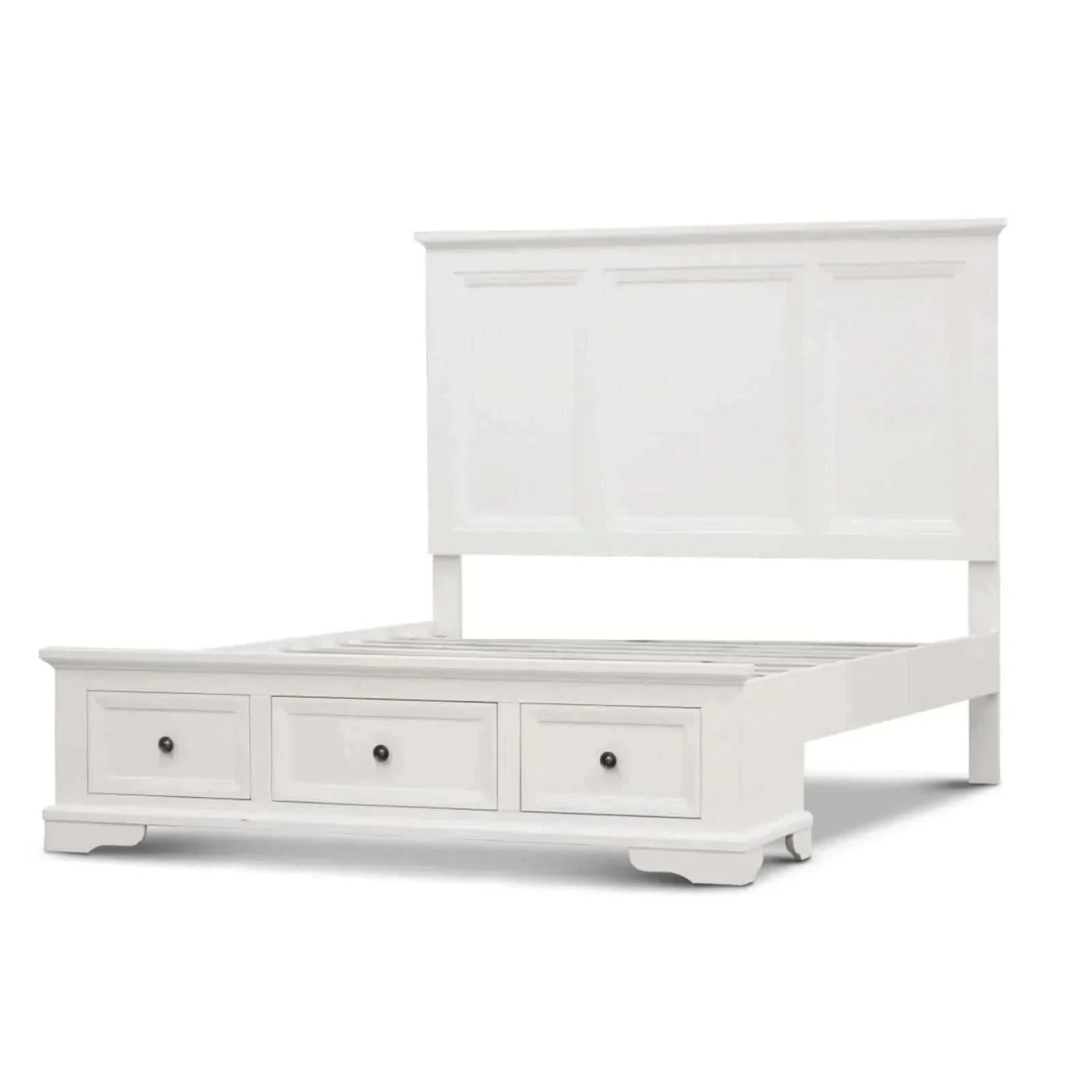 Celosia King Size Bed Frame With Storage Drawers - White