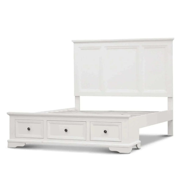 white queen bed frame with storage