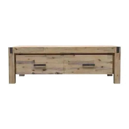 Coffee Table Solid Acacia Wood & Veneer 1 Drawers Storage Oak Colour