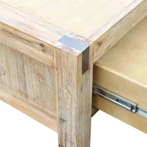 Coffee Table Solid Acacia Wood & Veneer 1 Drawers Storage Oak Colour