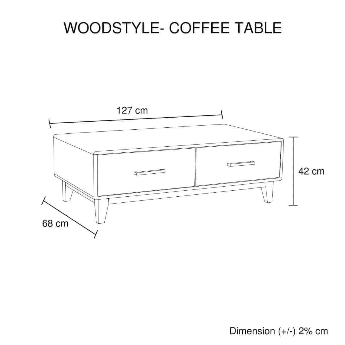 Woodstyle 2 Drawers Coffee Table Light Brown Colour