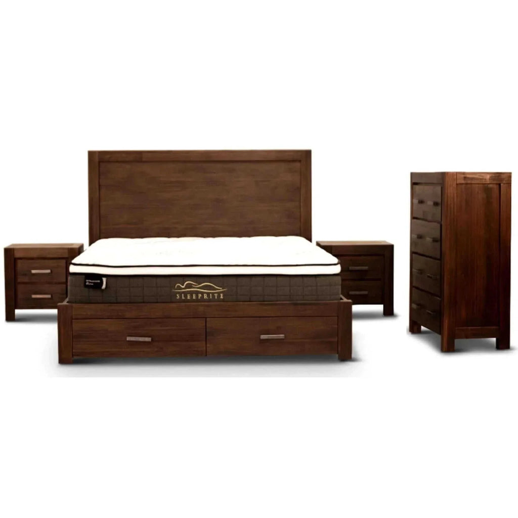 Walnut King Bed and bedroom furniture-Upinteriors