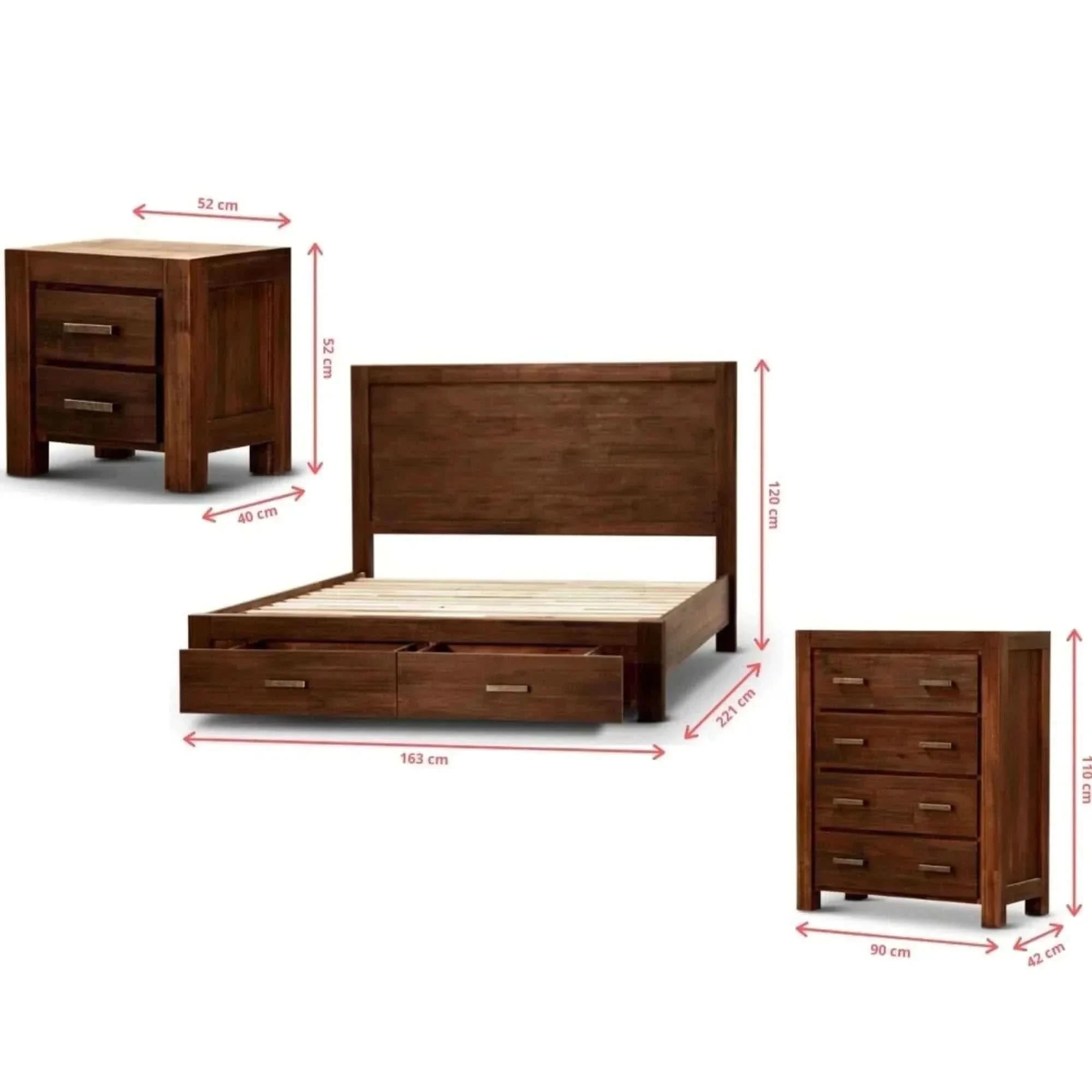 Comfortis 4pc Queen Bed Suite Furniture Package - Walnut