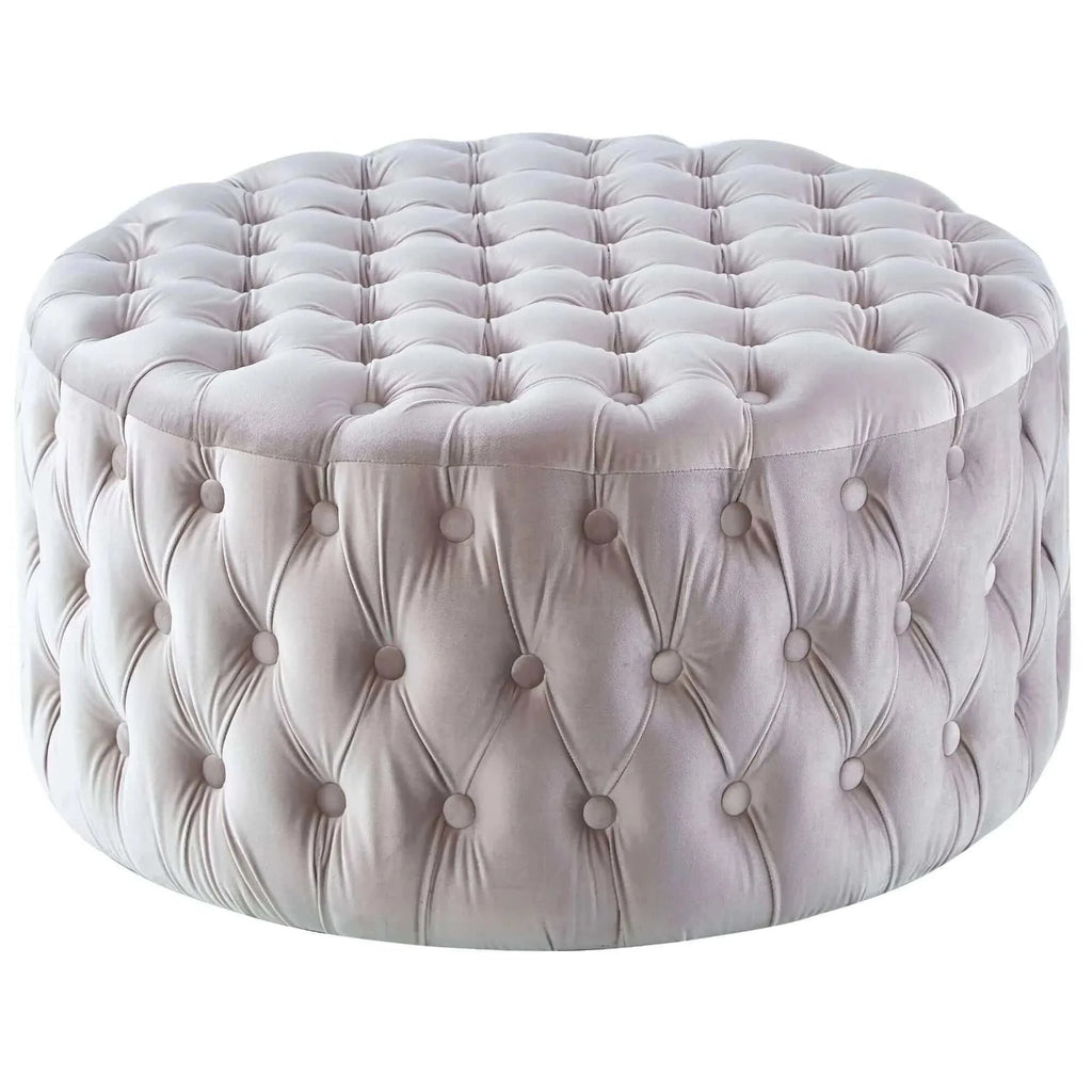 round upholstered ottoman-Upinteriors