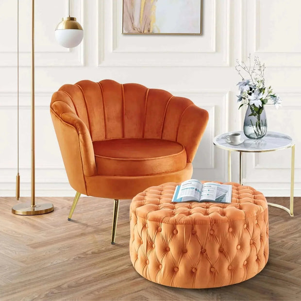 leather ottoman round