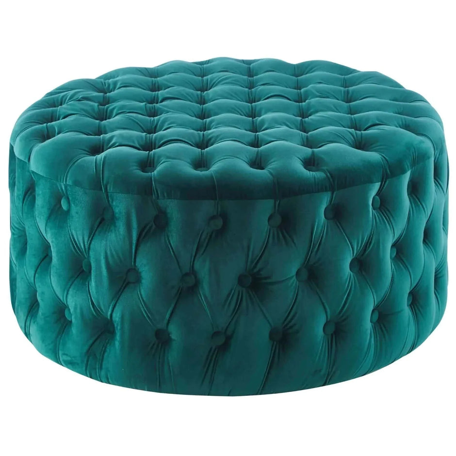 Round Ottoman green 