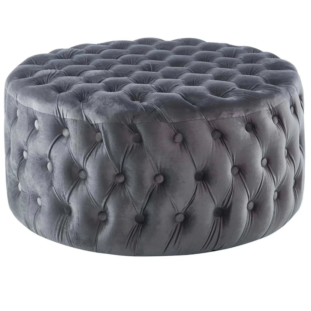 velvet fabric ottoman footstool-Upinteriors