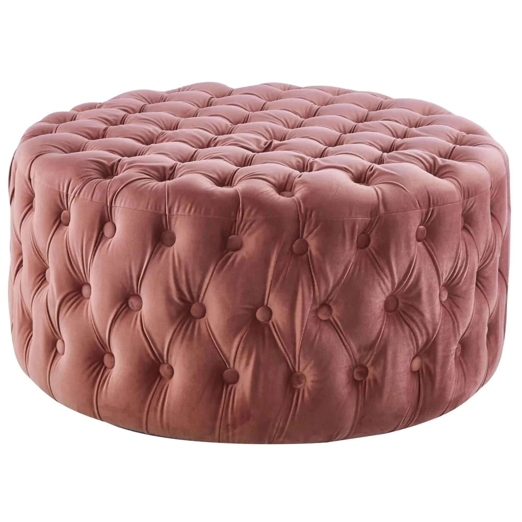 pink round ottoman