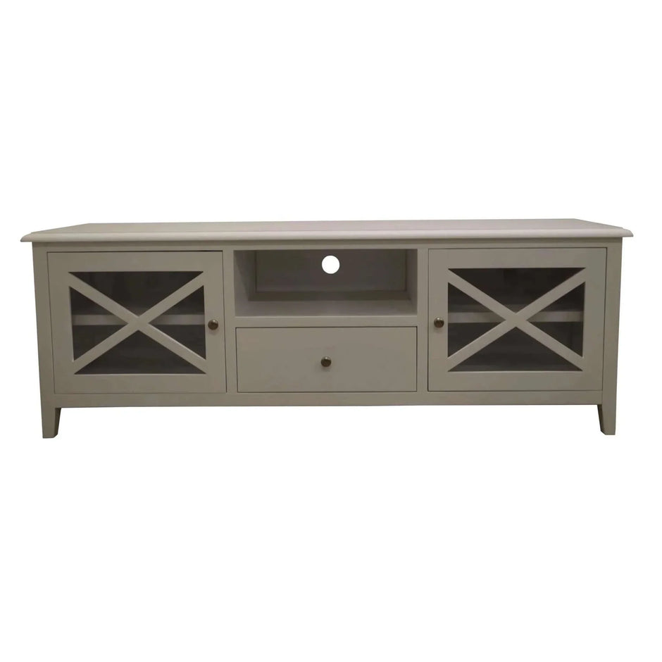 white tv unit with storage