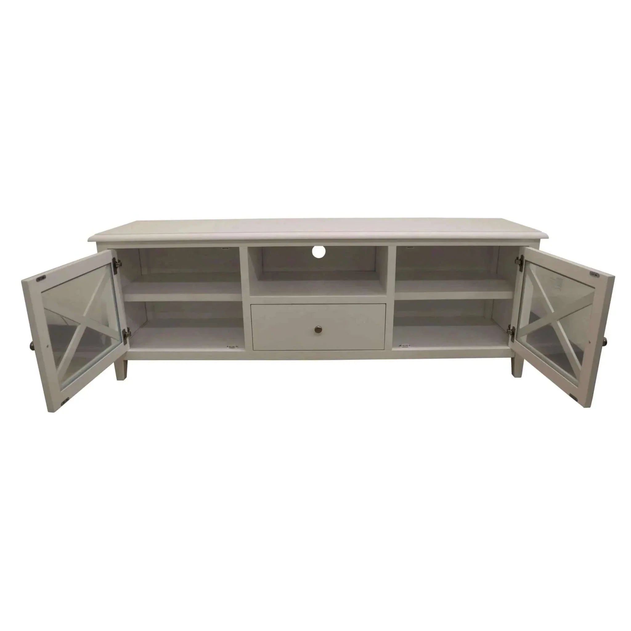 white tv unit with storage