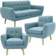 Dane 3 + 1 + 1 Seater Fabric Upholstered Sofa Armchair Lounge Couch - 