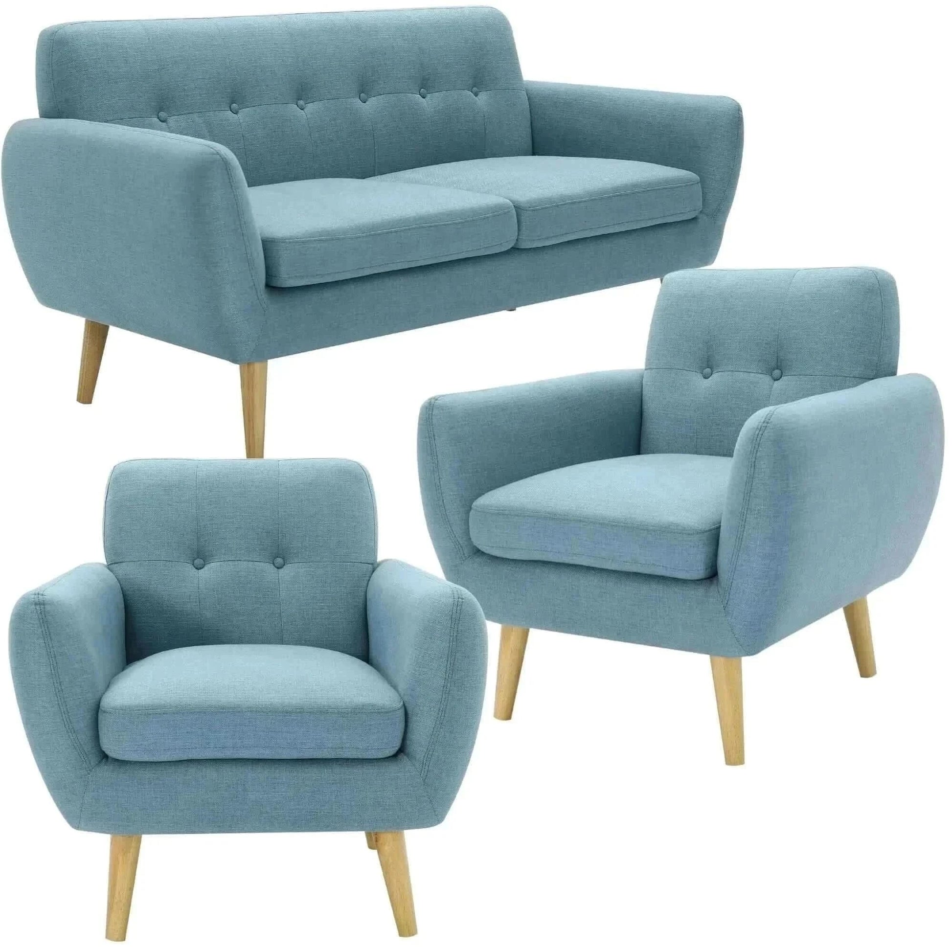 Dane 3 + 1 + 1 Seater Fabric Upholstered Sofa Armchair Lounge Couch - 
