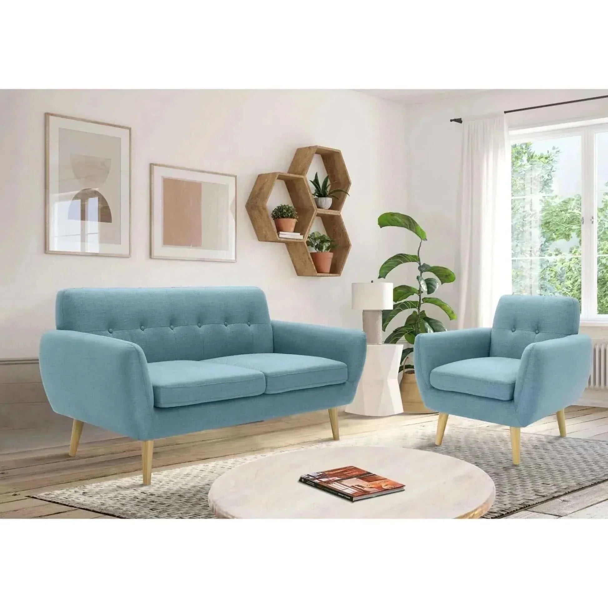 Dane 3 + 1 + 1 Seater Fabric Upholstered Sofa Armchair Lounge Couch - 