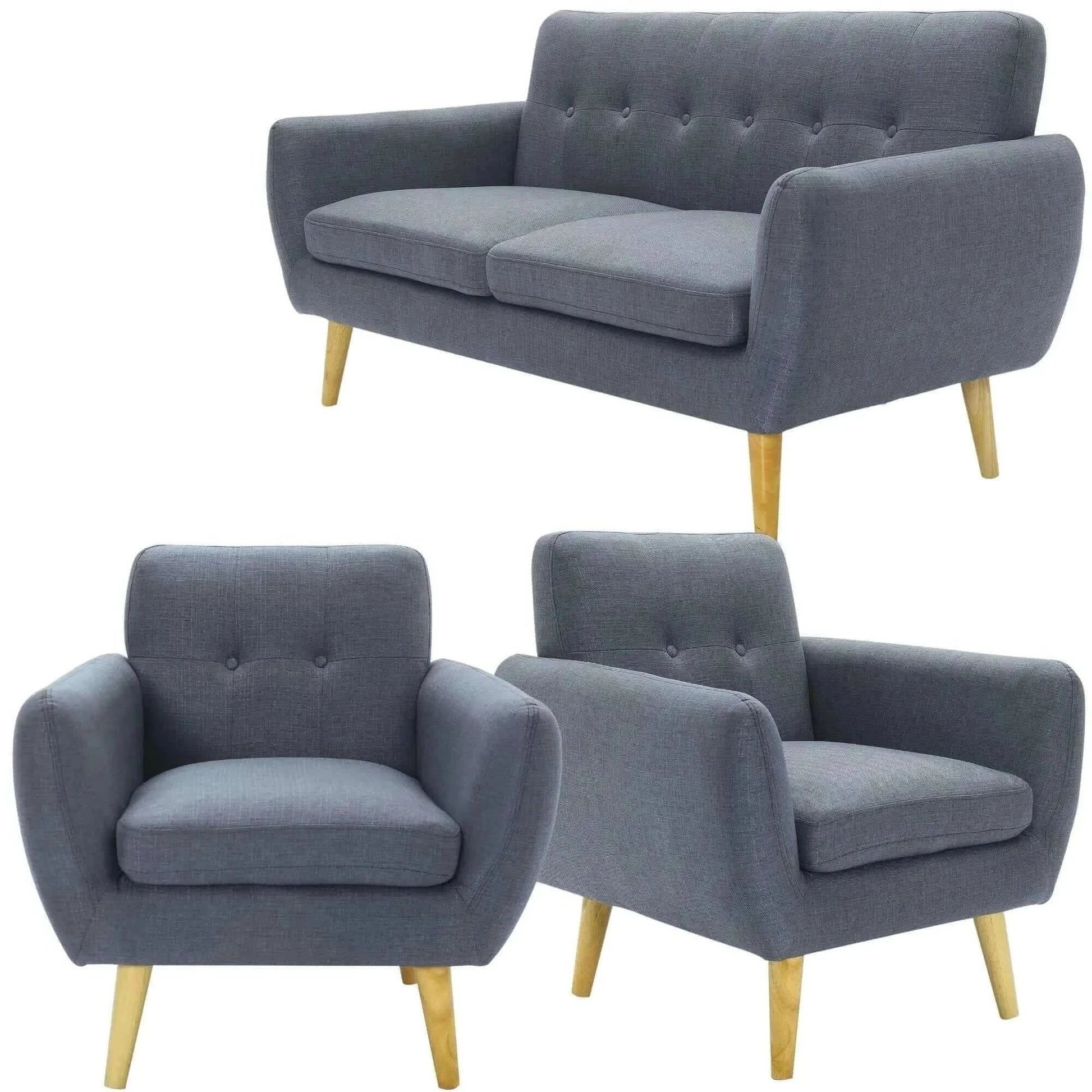 Dane 3 + 1 + 1 Seater Fabric Upholstered Sofa Armchair - Dark Grey
