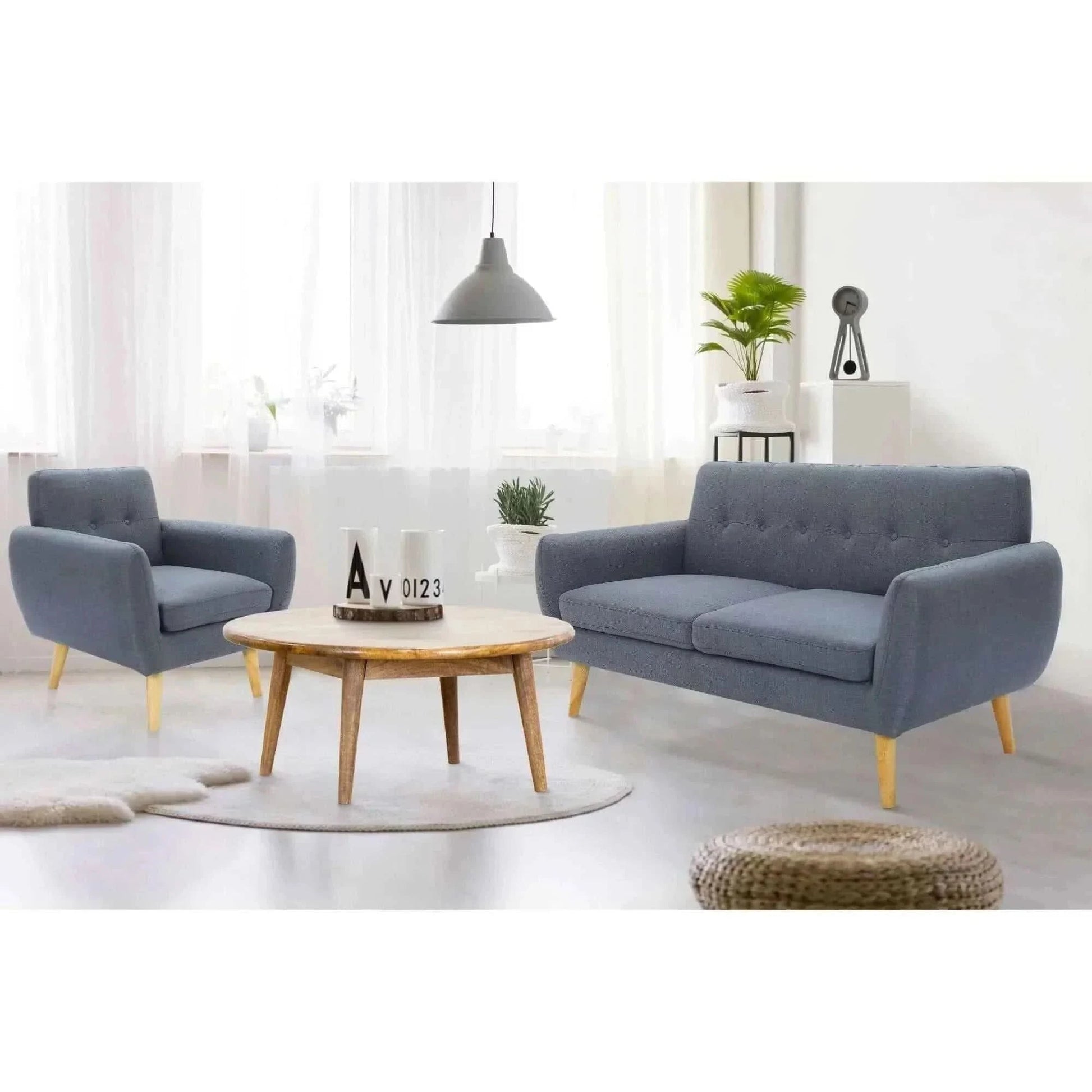 Dane 3 + 1 + 1 Seater Fabric Upholstered Sofa Armchair - Dark Grey