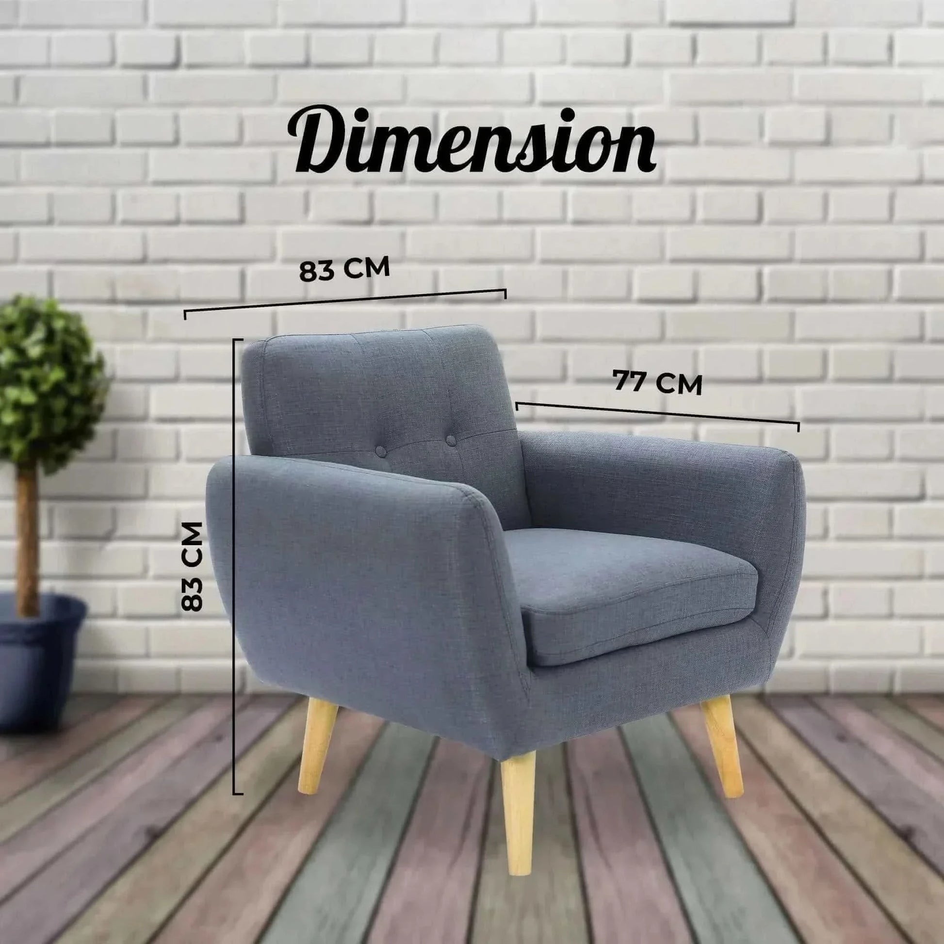 Dane 3 + 1 + 1 Seater Fabric Upholstered Sofa Armchair - Dark Grey
