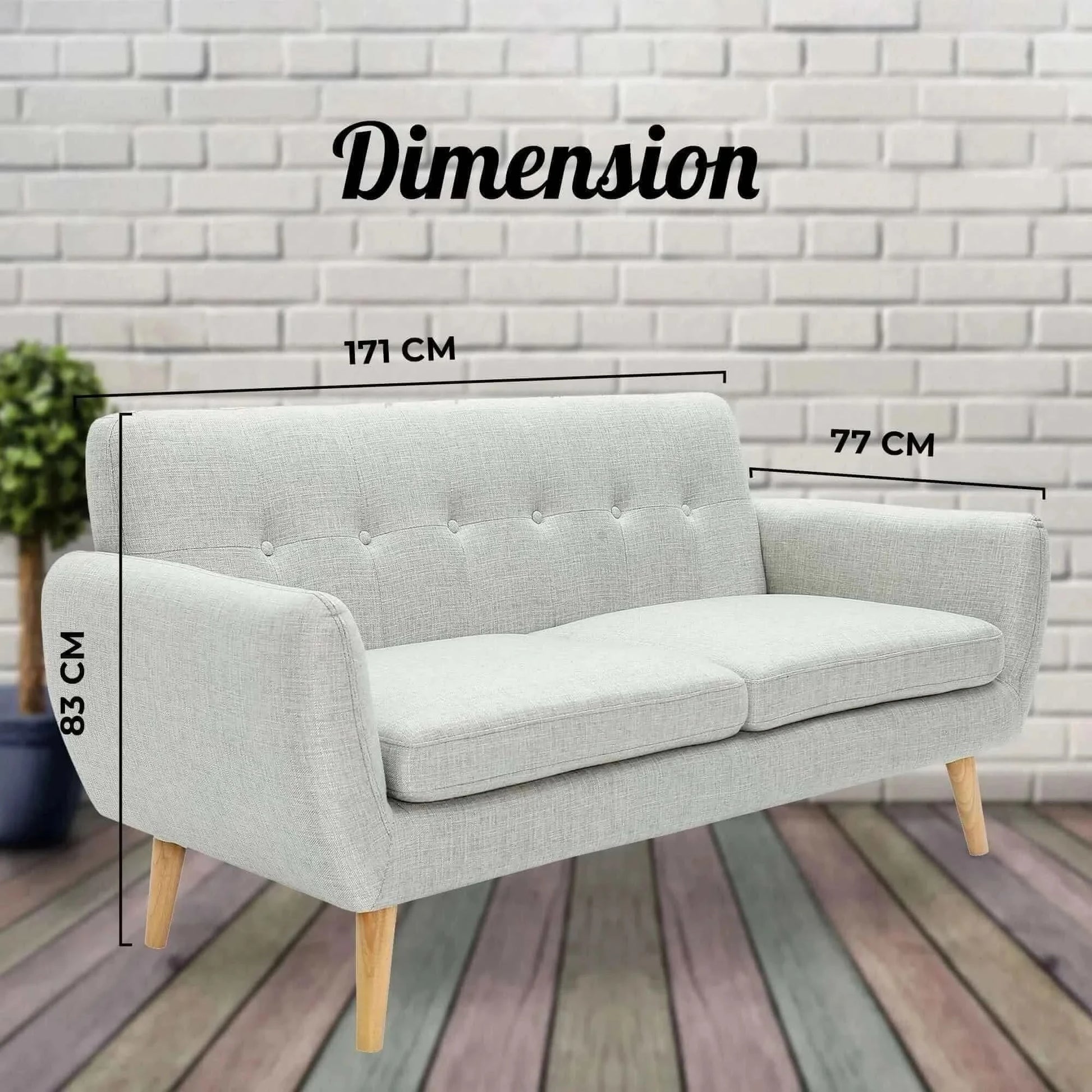 Dane 3 + 1 Seater Fabric Upholstered Sofa Armchair Lounge Couch - Ligh