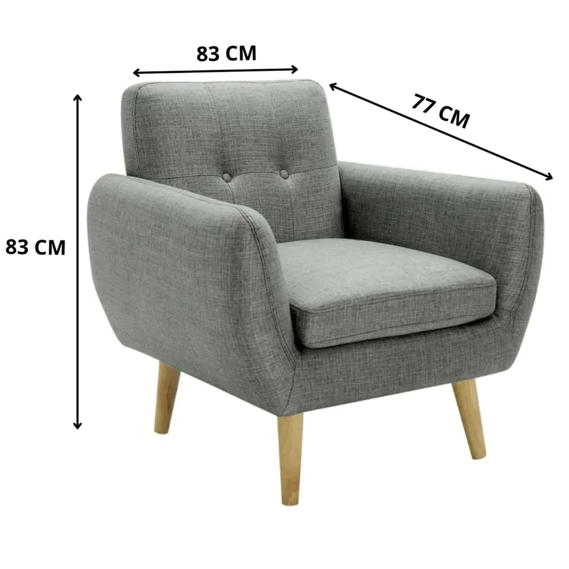Dane 3 + 1 Seater Fabric Upholstered Sofa Armchair Lounge Couch - Mid 