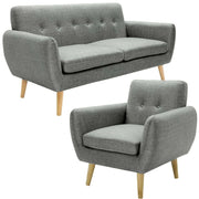 Dane 3 + 1 Seater Fabric Upholstered Sofa Armchair Lounge Couch - Mid 