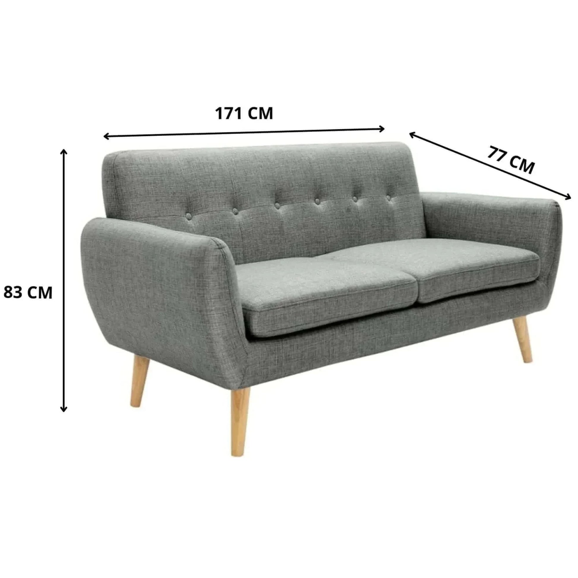 Dane 3 + 1 Seater Fabric Upholstered Sofa Armchair Lounge Couch - Mid 