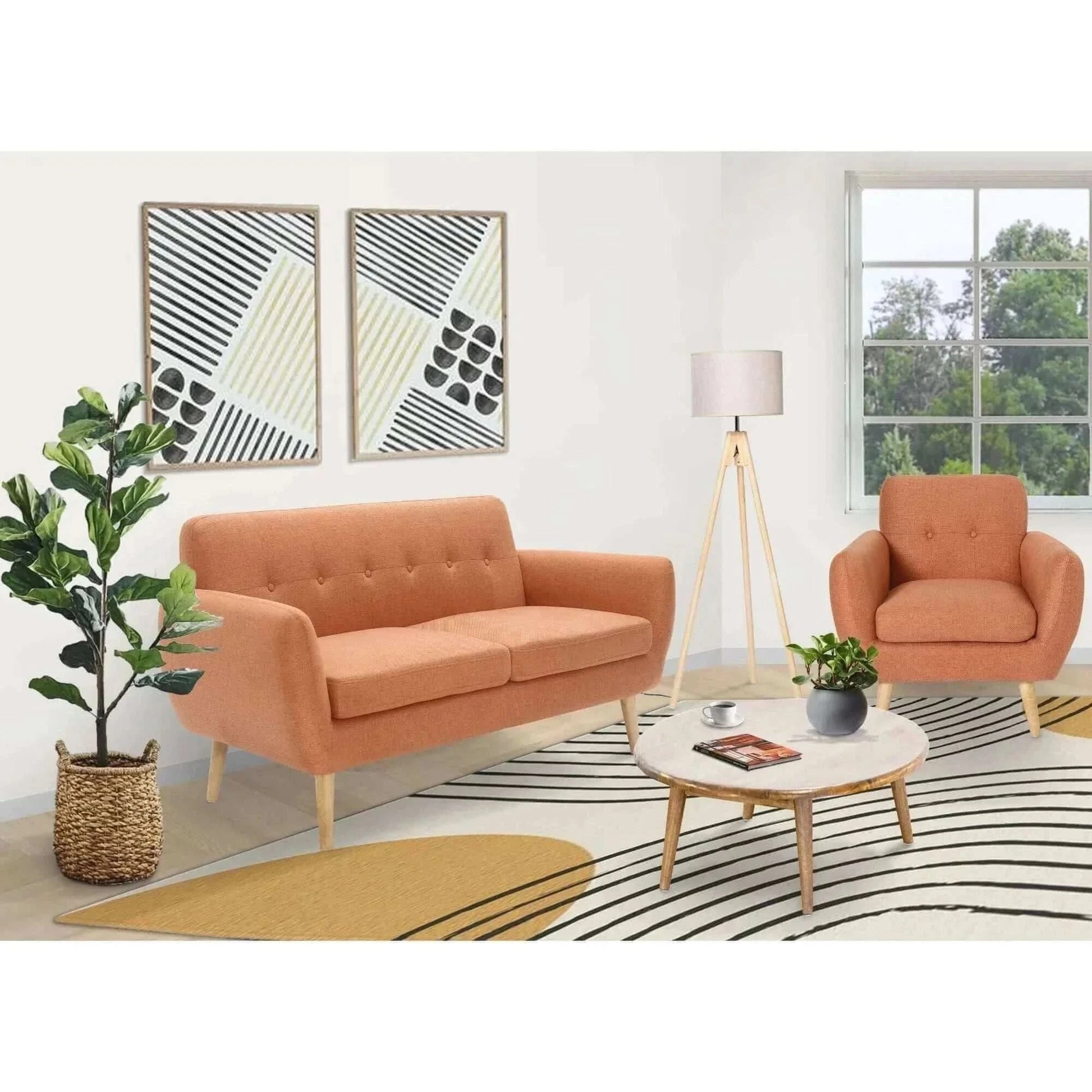 Dane 3 + 1 + 1 Seater Fabric Upholstered Sofa Armchair Lounge Set - Or