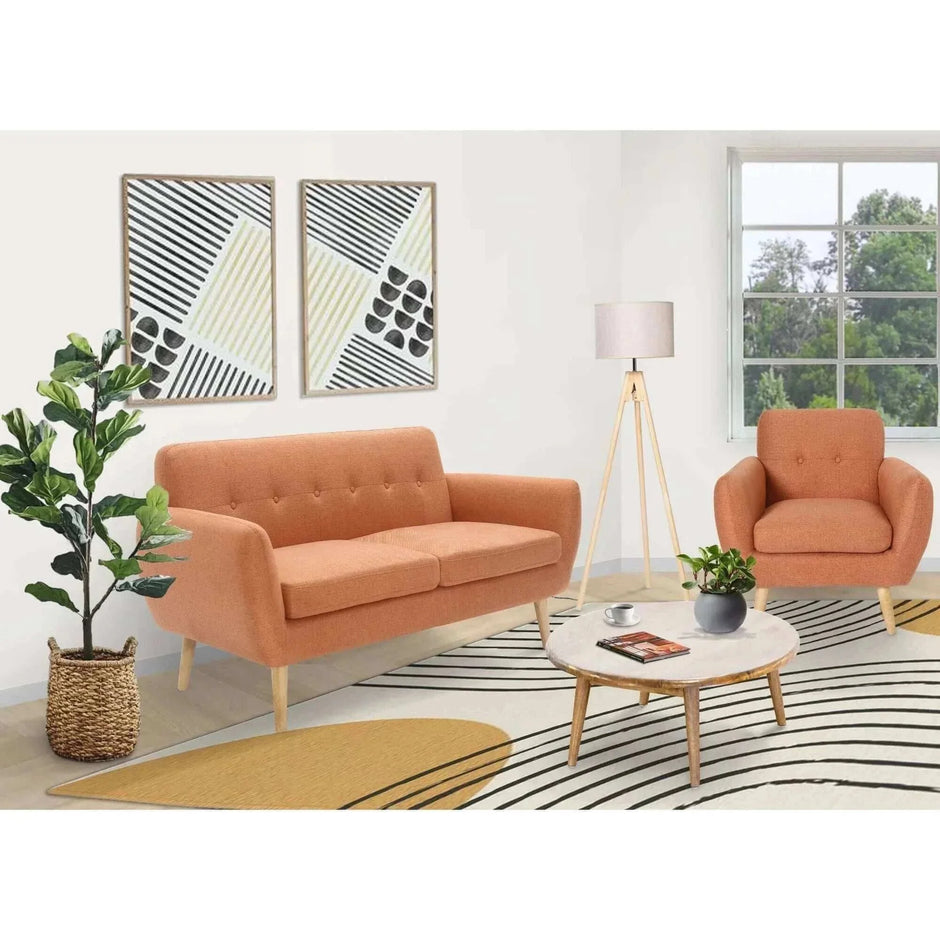 orange couch living room