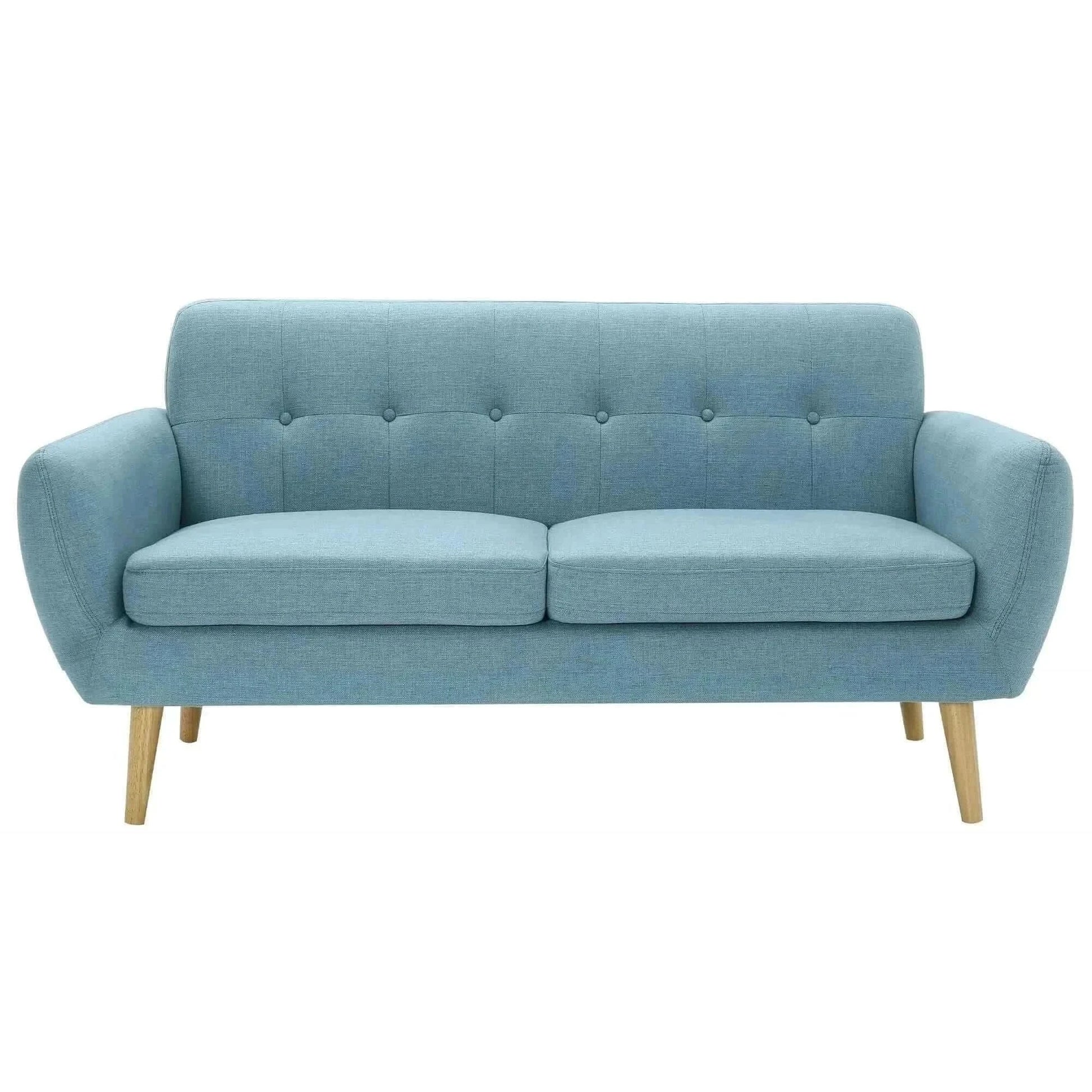 Dane 3 Seater Fabric Upholstered Sofa Lounge Couch - Blue